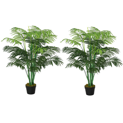 Set of 2 Artificial 125cm Palm Trees with Pots - Green