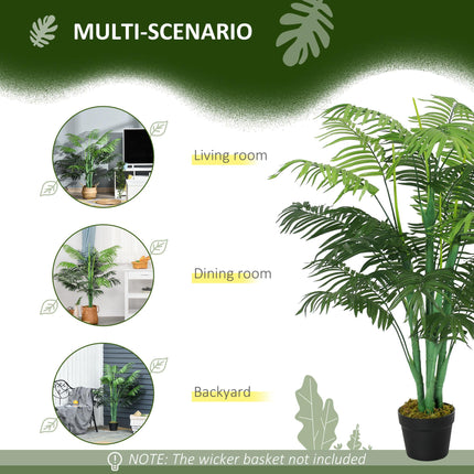 Set of 2 Artificial 125cm Palm Trees with Pots - Green