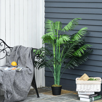 Set of 2 Artificial 125cm Palm Trees with Pots - Green