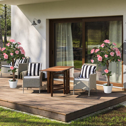 Set of 2 Artificial Pink Rose Plants in Pot 90cm - Pink