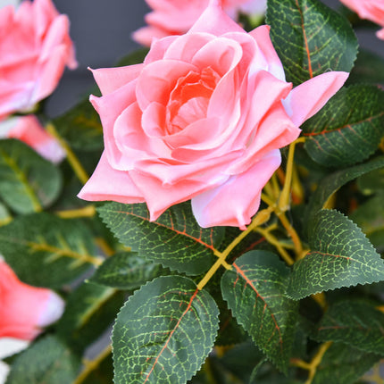 Set of 2 Artificial Pink Rose Plants in Pot 90cm - Pink