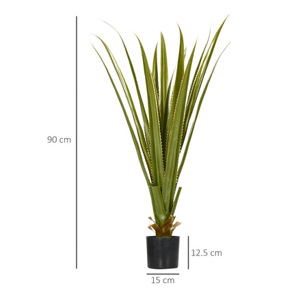 Set of 2 Artificial Agave Succulent Plants in Cement Pots - Green