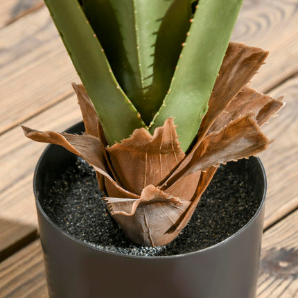 Set of 2 Artificial Agave Succulent Plants in Cement Pots - Green