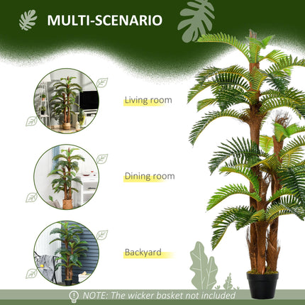 Set of 2 Artificial Tropical Palm Plants with Bendable Leaves - Green