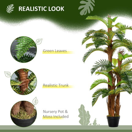 Set of 2 Artificial Tropical Palm Plants with Bendable Leaves - Green