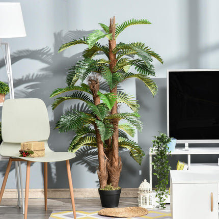 Set of 2 Artificial Tropical Palm Plants with Bendable Leaves - Green