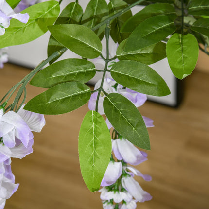 Set of 2 Artificial Wisteria Plants in Pot 100cm - Green Purple