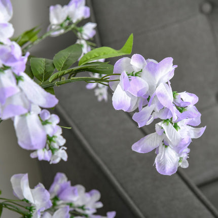 Set of 2 Artificial Wisteria Plants in Pot 100cm - Green Purple