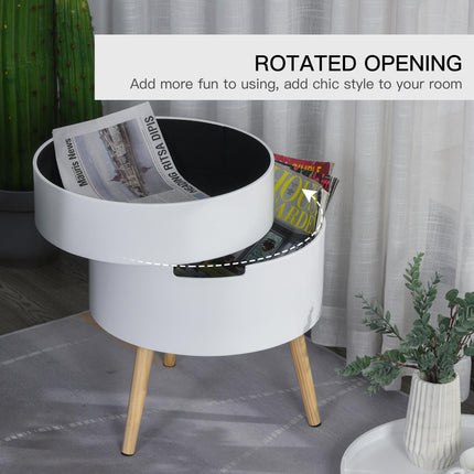 3-Tier Round Coffee Table Set of 2 with Hidden Storage and Detachable Tray - White