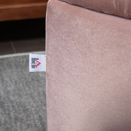 Semi-Circle Storage Bed End Bench Ottoman with Tufted Upholstered Seat and Rubberwood Legs - Pink