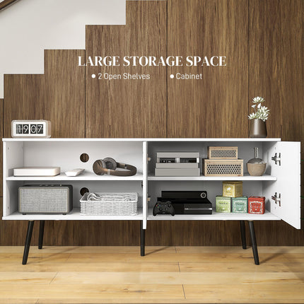 Duo Storage TV Unit for TVs up to 65" with Striped Door - White