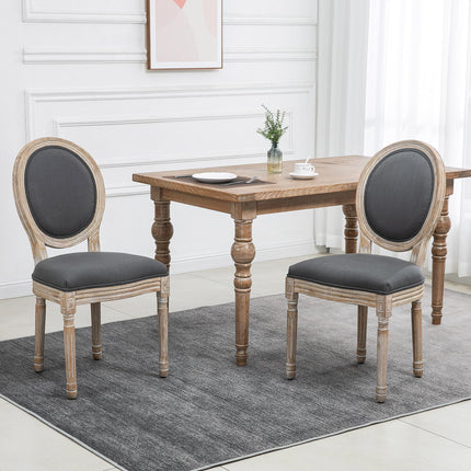 Set of 2 French-Inspired Wooden Dining Chairs with Cushions - Grey