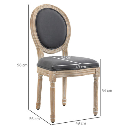 Set of 2 French-Inspired Wooden Dining Chairs with Cushions - Grey