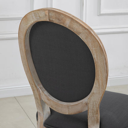 Set of 2 French-Inspired Wooden Dining Chairs with Cushions - Grey