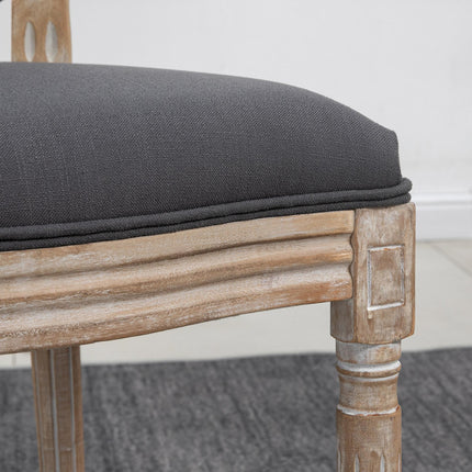Set of 2 French-Inspired Wooden Dining Chairs with Cushions - Grey