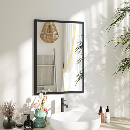70 x 50 cm Wall-Mounted Bathroom Mirror for Living Room, Bedroom, Hallway - Black