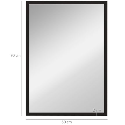 70 x 50 cm Wall-Mounted Bathroom Mirror for Living Room, Bedroom, Hallway - Black