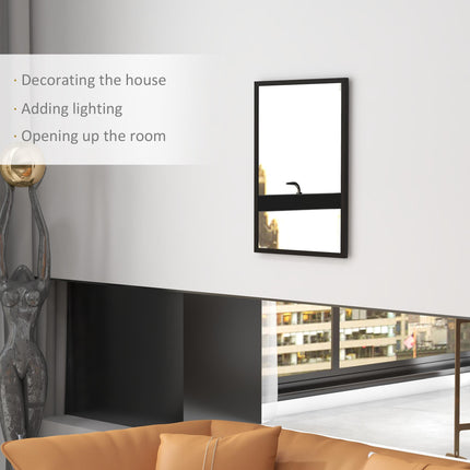 70 x 50 cm Wall-Mounted Bathroom Mirror for Living Room, Bedroom, Hallway - Black