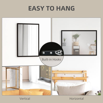 70 x 50 cm Wall-Mounted Bathroom Mirror for Living Room, Bedroom, Hallway - Black