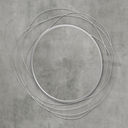 Abstract Metal Wire Wall Mirror with Hanging Accessories - Silver