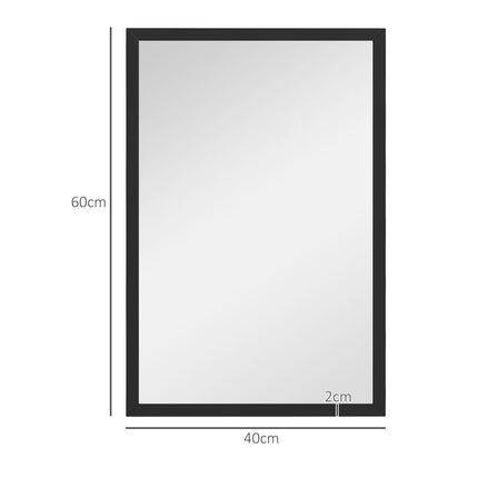 Wall Bathroom Mirror, 60 x 40 cm Wall-Mounted Mirror for Living Room, Bedroom, H