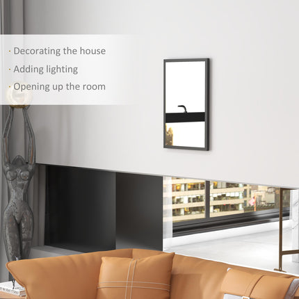 Wall Bathroom Mirror, 60 x 40 cm Wall-Mounted Mirror for Living Room, Bedroom, H
