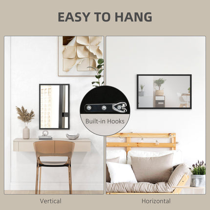 Wall Bathroom Mirror, 60 x 40 cm Wall-Mounted Mirror for Living Room, Bedroom, H