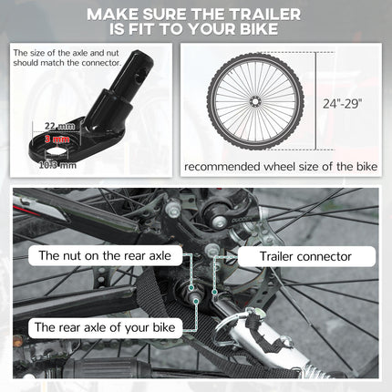 Baby Bike Trailer, Child Bicycle Trailer with 5 Point Harness, Steel Frame, Reflectors, Safety Flag, Hitch Coupler, Red