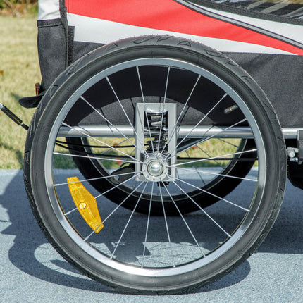 Baby Bike Trailer, Child Bicycle Trailer with 5 Point Harness, Steel Frame, Reflectors, Safety Flag, Hitch Coupler, Red