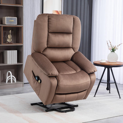 Electric Lift and Recline Massage Armchair with Remote Control - Brown