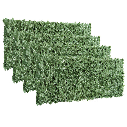Set of 4 Artificial Leaf Hedge Privacy Fence Panels 240x100 cm - Dark Green