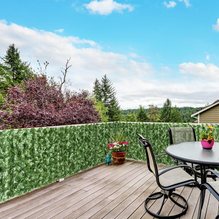 Set of 4 Artificial Leaf Hedge Privacy Fence Panels 240x100 cm - Dark Green