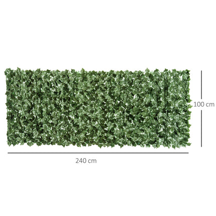 Set of 4 Artificial Leaf Hedge Privacy Fence Panels 240x100 cm - Dark Green