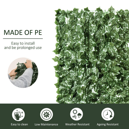 Set of 4 Artificial Leaf Hedge Privacy Fence Panels 240x100 cm - Dark Green