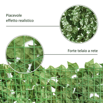 Set of 4 Artificial Leaf Hedge Privacy Fence Panels 240x100 cm - Dark Green