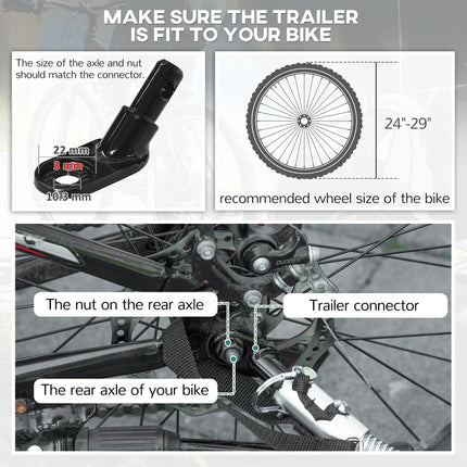 2 Seat Baby Bike Trailer with 5 Point Harness, Safety Flag & Reflectors for 18+ Months - Black