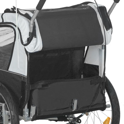 2 Seat Baby Bike Trailer with 5 Point Harness, Safety Flag & Reflectors for 18+ Months - Black
