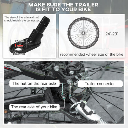2 Seat Baby Bike Trailer with 5-Point Harness, Safety Flag & Reflectors for 18+ Months - Red