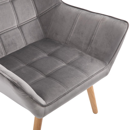 Luxe Velvet Accent Armchair Set of 2 with Lattice Design - Grey