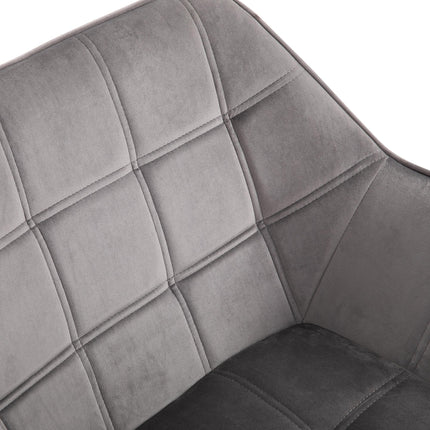 Luxe Velvet Accent Armchair Set of 2 with Lattice Design - Grey