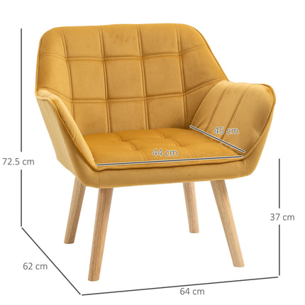 Luxe Velvet Accent Armchair Set of 2 for Home Seating - Yellow