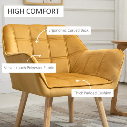 Luxe Velvet Accent Armchair Set of 2 for Home Seating - Yellow