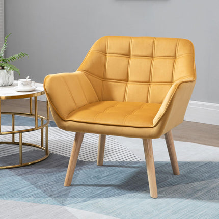 Luxe Velvet Accent Armchair Set of 2 for Home Seating - Yellow