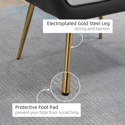 Set of 2 Modern Velvet Armchairs with Golden Steel Legs - Light Grey