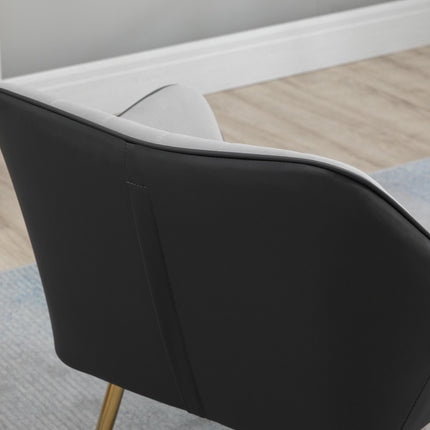 Set of 2 Modern Velvet Armchairs with Golden Steel Legs - Light Grey