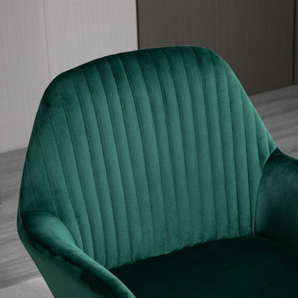 Set of 2 Modern Velvet-Feel Upholstered Accent Armchairs with Metal Base - Green