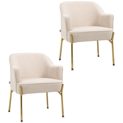 Accent Chair, Living Room Armchair, Vanity Chair with Gold Plating Metal Legs An