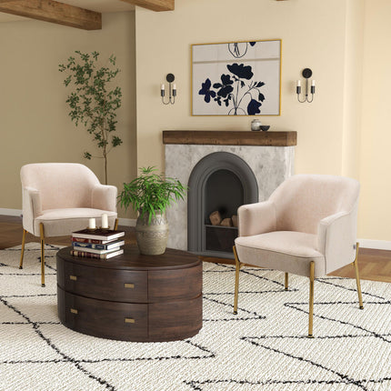 Accent Chair, Living Room Armchair, Vanity Chair with Gold Plating Metal Legs An