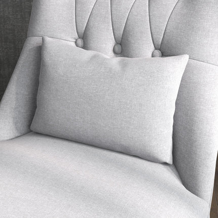 Fabric Tub Sofa Dining Chair with Pillow Solid Wood Legs Set of 2 - Grey