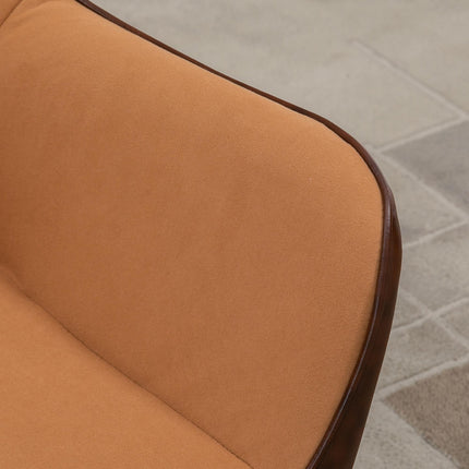 Set of 2 Modern Velvet Accent Chairs with Golden Steel Legs - Light Brown